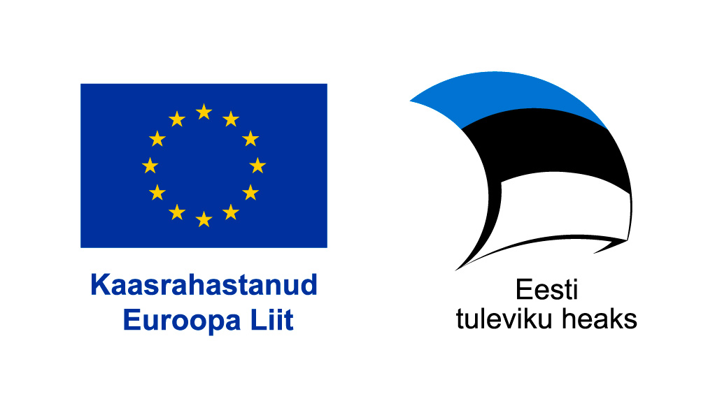 Vasakul Euroopa Liidu lipp, paremal Eesti lipuvärvides sümbol